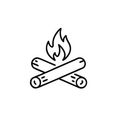 bonfire icon in line style, Fire, flames, vector illustration