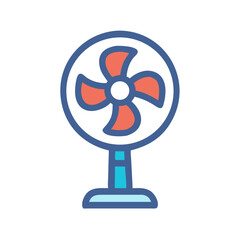 Isolated electric fan with stand in simple cartoon style