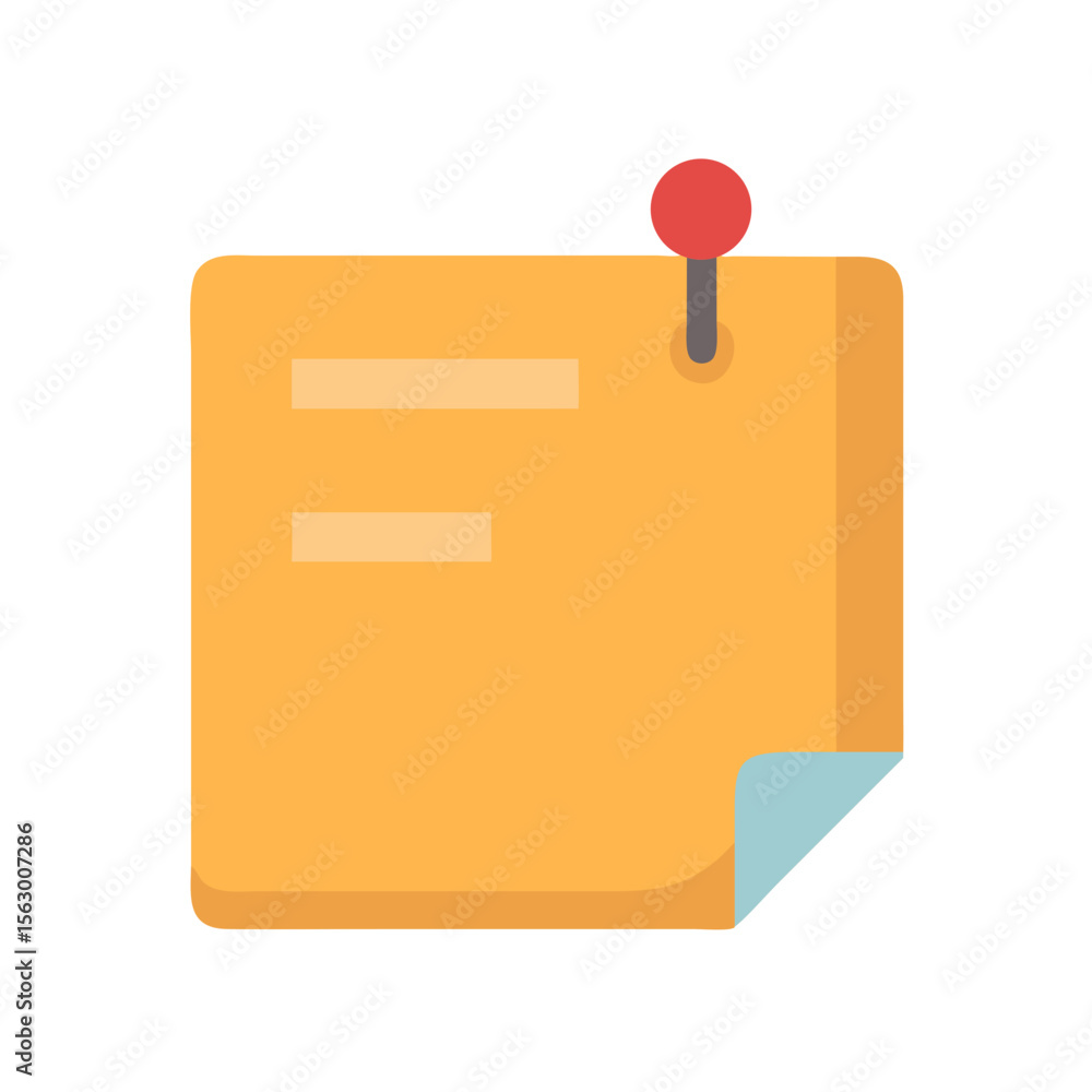 Poster reminder note with pushpin in a flat vector style