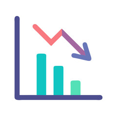 Downward trending chart with decreasing bar values on black