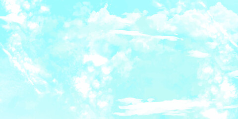 Blue sky clouds background. Beautiful landscape with clouds and orange sun on sky Clouds white patterns on bright blue sky background