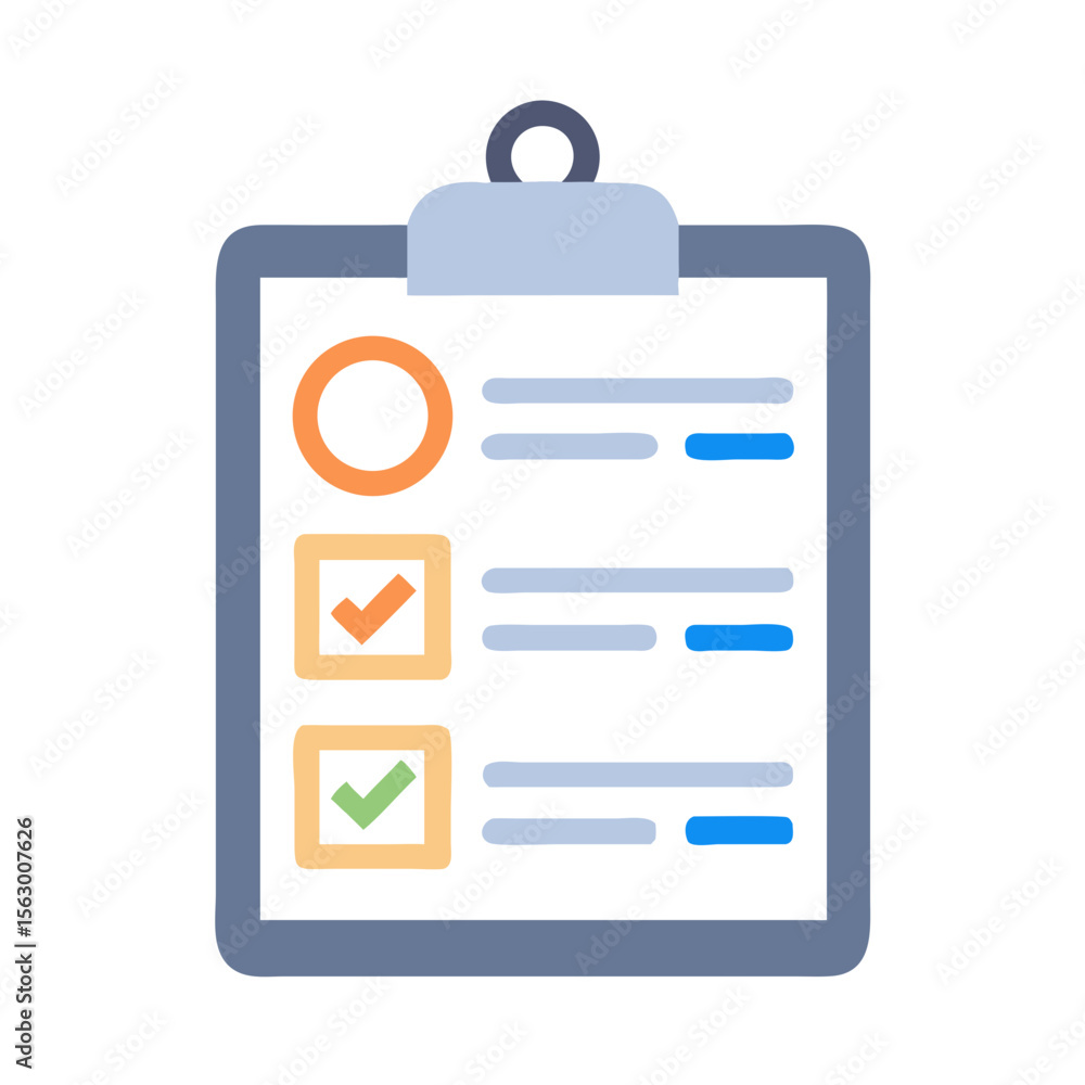 Poster clipboard with checklist circles and boxes illustration vector design