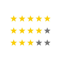 Product rating or customer review with gold stars template and flat vector icons for apps and websites