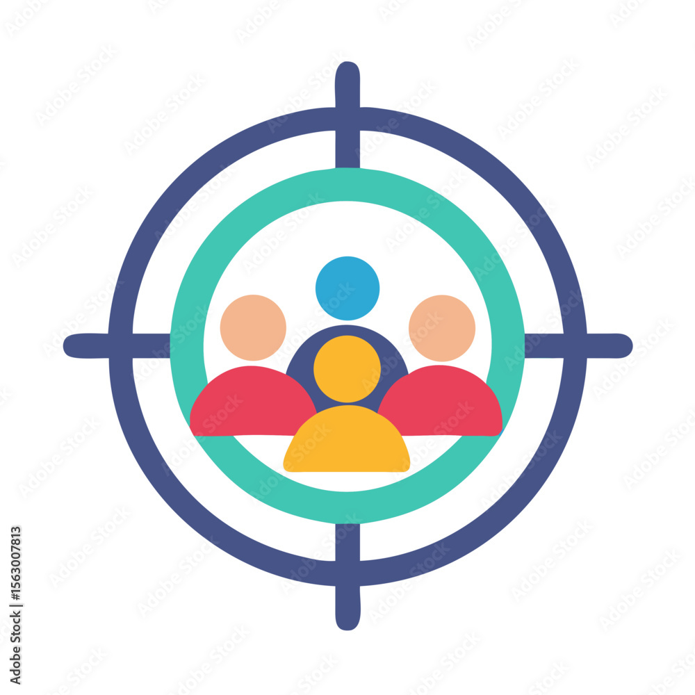 Poster targeting audience stock image: diverse group within target aim