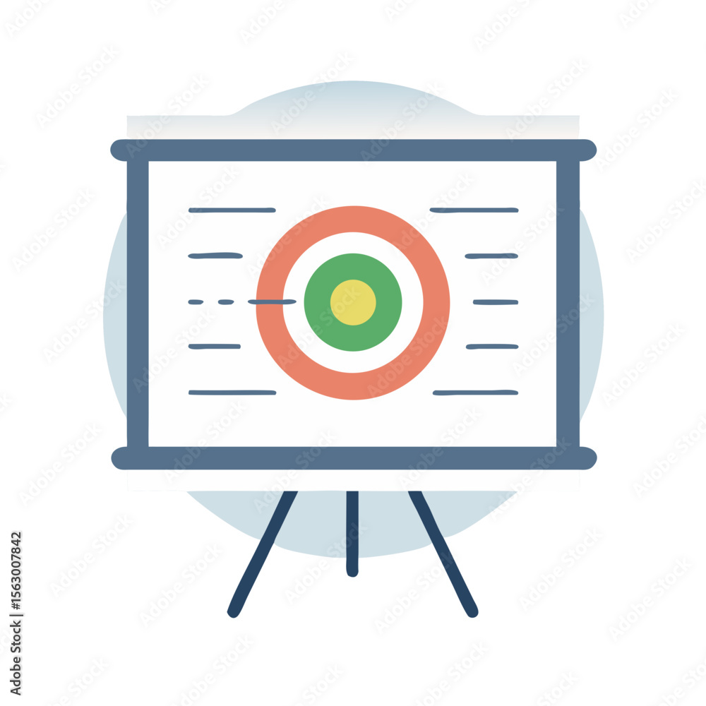 Poster presentation board showing target market and data analysis flat