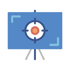 Blue target board on tripod for business success strategy