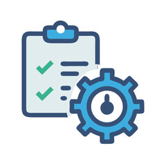 Checklist and gear icon illustration for system optimization