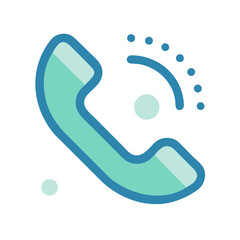 Retro Phone Handset Icon with Ringing Signal Graphic