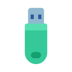 Stylized green USB flash drive on black background illustration