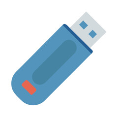 Isolated blue USB drive against black background for data storage