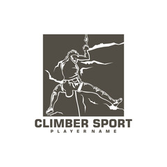 Climber logo design vector. Silhouette Climber Template Illustration. Icon Symbol