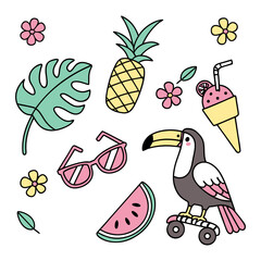 Flat design elements collection for summertime