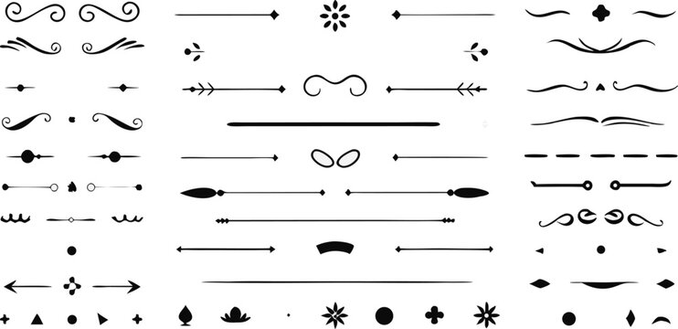 Decorative Line Dividers: Vintage Flourishes, Ornate Separators, Elegant Text Breaks, Vector Design Elements for Graphic Design & Web Design