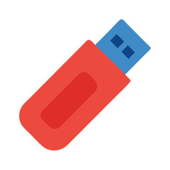 Red and blue USB drive on a black background