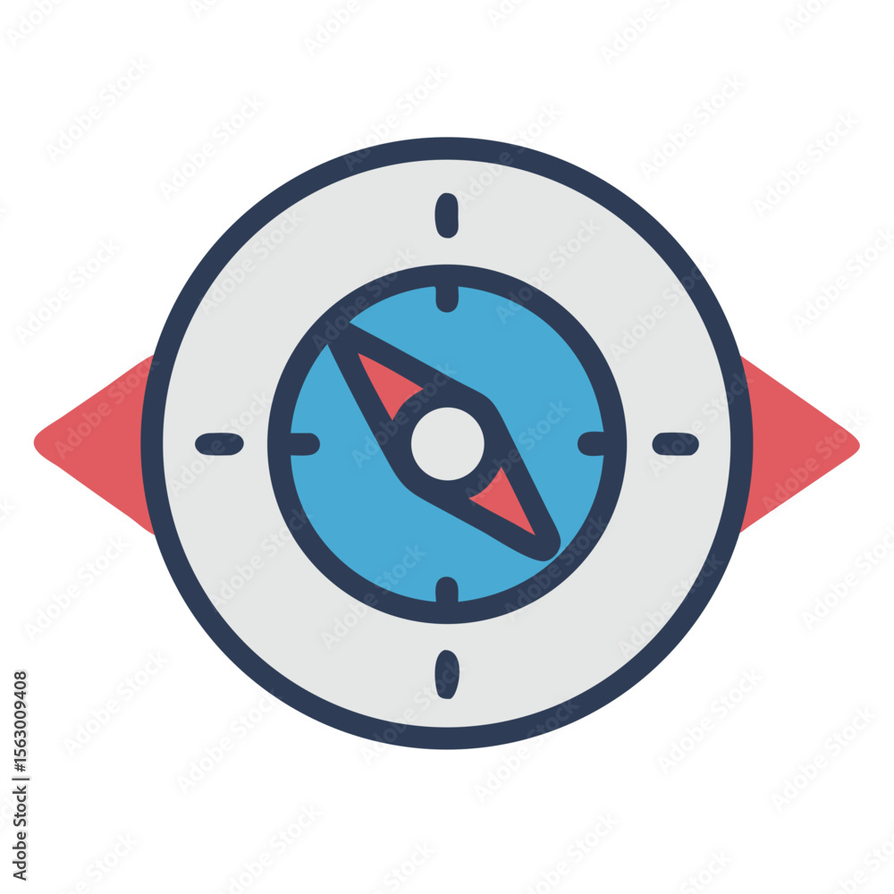 Poster flat design compass with simple navigation tool illustration