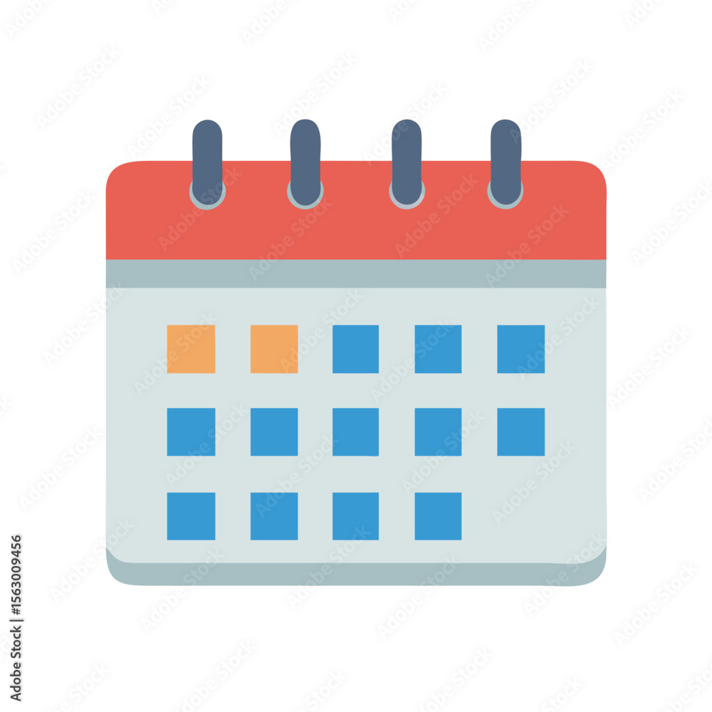 Poster flat design calendar icon with selected date and schedule