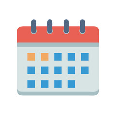 Flat design calendar icon with selected date and schedule