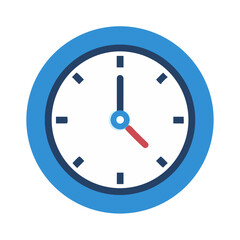Blue clock design with hours and minutes hands illustration