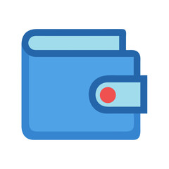 Flat illustration of a blue wallet on black background