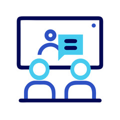 Online meeting or presentation with audience and speech bubble