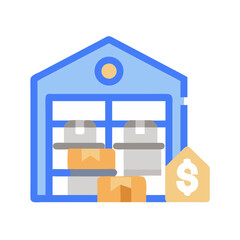 Warehouse shipping illustration showcasing storage costs and logistics