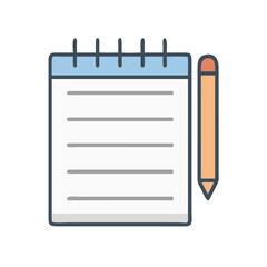 Stylized Notepad and Pencil Illustration Isolated on Black Background