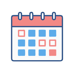 Colorful calendar icon with marked dates on black background