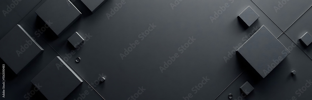 Poster dark grey matte minimalist template features geometric shapes squares triangles lines simple black w