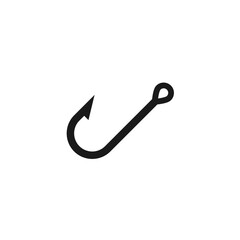 Empty fishing hook without bait. Vector icon and illustration on a white background.