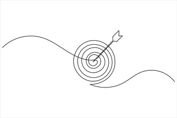 One line drawing target icon outline minimalist concept for marketing focus or achievement theme vector