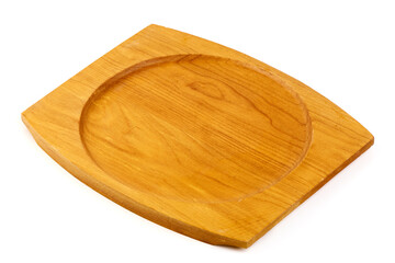 Wooden Plate, Empty Tray, isolated on white background