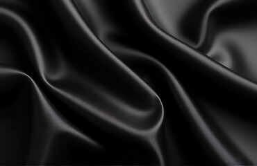 beautiful black satin background features soft wavy folds smooth shiny surface ideal anniversary event