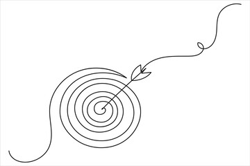One line drawing target icon outline minimalist concept for marketing focus or achievement theme vector