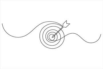 One line drawing target icon outline minimalist concept for marketing focus or achievement theme vector