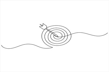 One line drawing target icon outline minimalist concept for marketing focus or achievement theme vector
