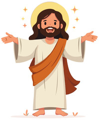 Cute cartoon God character for kids' Bible story or church events. Friendly religious mascot design.