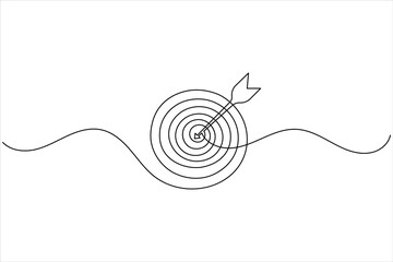 One line drawing target icon outline minimalist concept for marketing focus or achievement theme vector
