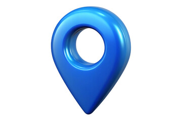 Shiny blue 3d location pin icon symbol isolated on transparent background