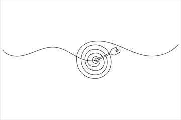 One line drawing target icon outline minimalist concept for marketing focus or achievement theme vector