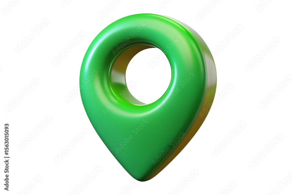 Fototapete shiny green 3d map location pin marker icon isolated on transparent background