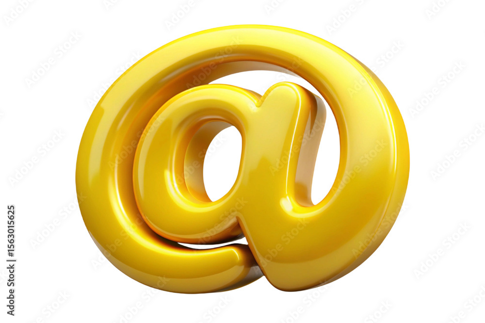 Poster shiny yellow at symbol rendered in 3d isolated on transparent background