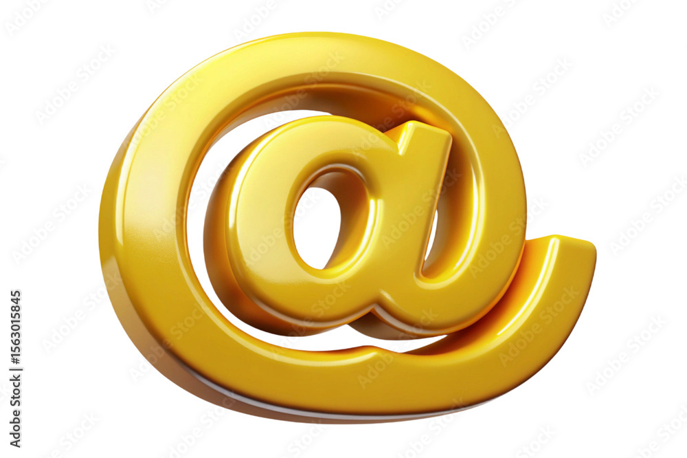 Poster shiny golden at symbol rendered in 3d isolated on transparent background