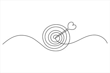 One line drawing target icon outline minimalist concept for marketing focus or achievement theme vector