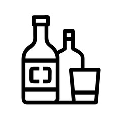 Vector illustration of alcohol bottles and a glass, perfect for alcohol awareness campaigns.