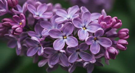 柔らかな光輝く紫の花束 春の息吹感じさせる麗しい情景. AI Generated