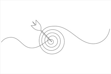 One line drawing target icon outline minimalist concept for marketing focus or achievement theme vector