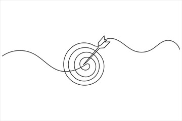 One line drawing target icon outline minimalist concept for marketing focus or achievement theme vector