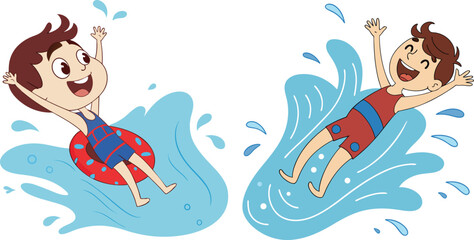 Kids Summer Fun: Pool Party Illustration, Water Splash Graphics