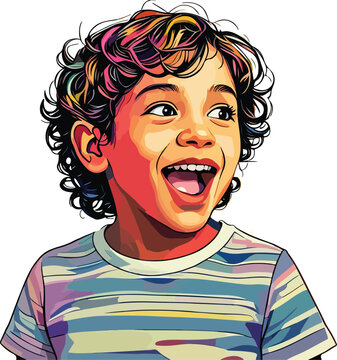 A surprised boy colorful vector illustration