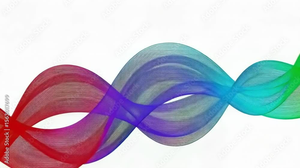 Poster a colorful rainbow spectrum wave flows across an isolated on white background